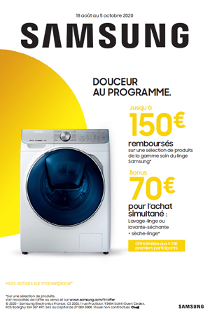 ODR Samsung Lavage Ao�t/Oct. 2020 : Douceur au programme