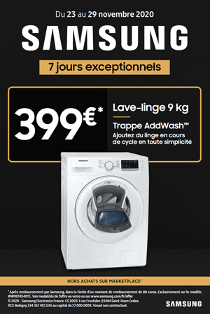 ODR Samsung Lavage Novembre 2020 : 7 jours exceptionnels