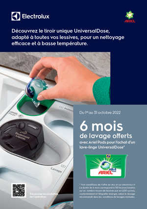 Bon Plan Electrolux : 6 mois de lavages offerts avec Ariel Pods