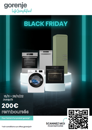 ODR Gorenje Novembre 2022 : Black Friday Electrom�nager