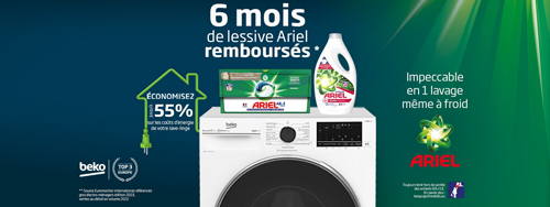 Bon Plan Beko Juin/Juill. 2023  : 6 mois de lessive Ariel rembours�s