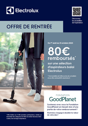 ODR Electrolux Ao�t/Oct. 2023 : Offre rentr�e 2023 - Aspirateur Balai